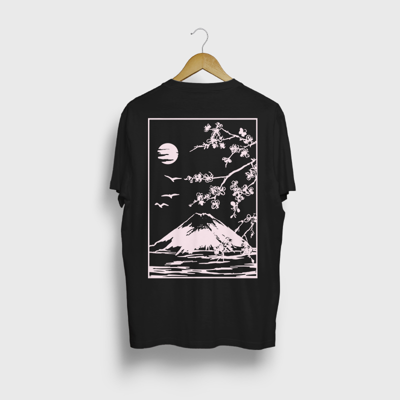 t shirt, cotton t shirt, loose t shirt, mount fuji t shirt